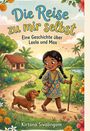 „Die Reise zu mir selbst. Eine Geschichte über Leela und Max“ von Kirtana Sivalingam. Illustration mit Mädchen und Hund.