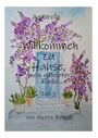 "Willkommen zu Hause, mein geliebter Funke... Teil 2" von Nyuta Berrel. Illustration: Ein blaues Türmotiv umrahmt von lila Blumen.