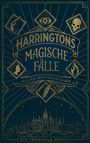 Texte: Harringtons magische Fälle, Julian Rothenaicher, Ein Tensdale Roman. Illustration mit Symbolen und Stadtsilhouette.