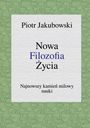 "Piotr Jakubowski, Nowa Filozofia Życia." Grüner Hintergrund mit abstraktem Muster. Buchcover-Design.