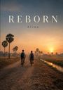 Text: "REBORN Alina". Zwei Personen fahren auf einem Feldweg mit Fahrrädern dem Sonnenuntergang entgegen.