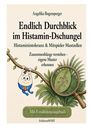 "Endlich Durchblick im Histamin-Dschungel" von Angelika Bogensperger. Illustration: Figur hängt am Ast, Lupe auf Blatt.