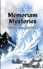 "Memoriam Mystories Winterhauchfrost" steht über einem winterlichen Dorf, mit Bergen, Schnee und Eiskristallen.