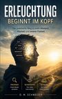 Buchtitel: "ERLEUCHTUNG BEGINNT IM KOPF". Ein Profil eines Mannes, dessen Kopf einen Weg in der Natur zeigt.