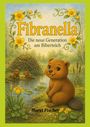 „Fibranella: Die neue Generation am Biberteich.“ Illustration von Bibern am Wasser mit Blumen und Biberbau.