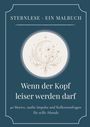 Titel: "Sternlese · Ein Malbuch". Text: "Wenn der Kopf leiser werden darf". Illustration: Halbmond mit floralen Motiven.