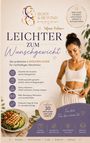 "Leichter zum Wunschgewicht" – Ein 8-Wochen-Guide für nachhaltiges Abnehmen, mit Tipps zu Ernährung und Bewegung. Frau misst Taille.