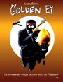 "Edgar Keiser Golden Ei. Ein Offenbacher Musiker geistert durch die Finanzwelt." Illustration: Dunkler Anzug, goldene Gitarre, Ei.