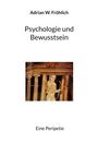 "Adrian W. Fröhlich. Psychologie und Bewusstsein. Eine Peripetie." Eine antike Figur vor einem Säulenbau, illustrative Gestaltung.