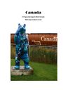 "Canada. 21 Tage unterwegs in West-Canada. Weit weg und doch so nah." Ein bunter Bär steht vor einem Güterwaggon.