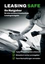 "LEASING SAFE" oben in Weiß/Grün. Eine Person putzt ein Auto mit Handschuhen, Sprühflasche und Tuch.