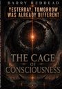 "Yesterday, Tomorrow Was Already Different. The Cage of Consciousness." Dunkler, futuristischer Hintergrund mit kreisförmigen Mustern.