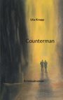 „Uta Kropp, Counterman, Kriminalroman“. Unscharfe Silhouetten von zwei Personen in einem nebligen, gelben Korridor.