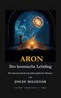 "ARON: Der kosmische Lehrling." Junge vor einem magischen Buch mit leuchtender Kugel und Sternenhimmel.