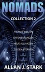 Logo mit Texten: "NOMADS", "COLLECTION 2", "FREMDE WELTEN", "OFFENBARUNGEN", "NEUE ALLIANZEN", "ZU DEN STERNEN", "ALLAN J. STARK".