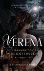 „Verena: Die Hebammentochter von Unterseen“ von Jeannine Jentsch, ein historischer Roman. Eine Frau schaut auf ein Dorf.
