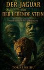 "Der Jaguar und der lebende Stein". Mystische Geschichte von Caral bis zur Welt der Olmeken. Darunter ein Jaguar im Dschungel und große Steinskulpturen.
