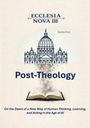 "Post-Theology" und weitere Texte, darüber eine Illustration einer Kuppel, darunter ein Buch, aus dem Partikel aufsteigen.
