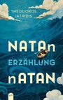 THEODOROS IATRIDIS, NATAN, ERZÄHLUNG nATAN. Ein abstraktes Bild von blauen Wellen und einem Ruderboot.