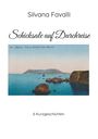 "Silvana Favalli. Schicksale auf Durchreise. 6 Kurzgeschichten." Eine alte Küstenansicht mit Felsen und Segelboot.