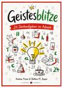 Text: "Geistesblitze", "24 Denkaufgaben im Advent". Illustration: Bunte Advents- und Weihnachtssymbole um eine Glühbirne.