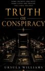 "Some secrets are kept. Some lives are priced. The cabal decides. Truth or Conspiracy. Human life priceless? Power. Control." Eine luxuriöse, dunkle Tischszene mit Gläsern und ledernen Stühlen.
