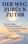 Der Titel lautet "Der Weg zurück zu dir". Hintergrund: Ein Vollmond über einer Wüstenlandschaft bei Sonnenuntergang.
