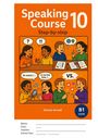 "Speaking Course 10 Step-by-step. At school, I... In my free time, I... VS. Name: Class: Teacher: School Year: Dennis Arnold B1 CEFR." Illustrationen zeigen Schüler im Gespräch.