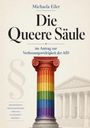 „Die Queere Säule“, Michaela Eiler, im Antrag zur Verfassungswidrigkeit der AfD. Eine Säule in Regenbogenfarben.