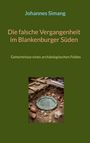 "Johannes Simang. Die falsche Vergangenheit im Blankenburger Süden. Geheimnisse eines archäologischen Feldes." Ein Foto zeigt eine Ausgrabung mit Scherben und Bronzeplatte.