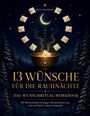 „13 Wünsche für die Rauhnächte - Das Wunschritual-Workbook“. Ein goldener Kessel mit Umschlägen und ein mystischer Nachthimmel.
