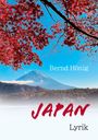 „Bernd Hönig“, „JAPAN“, „Lyrik“. Ein roter Ahornbaum, dahinter ein schneebedeckter Berg vor klarem Himmel.