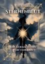 "S.M. Aevira: STERNENBLUT - DAS VERMÄCHTNIS VON TENEBRIS." Silhouette mit leuchtendem Stern, umgeben von Wolken.