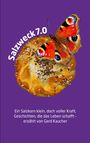 "Salzweck 7.0", "Ein Salzkorn klein, doch voller Kraft, Geschichten, die das Leben schafft – erzählt von Gerd Kaucher". Ein Schmetterling sitzt auf einem runden, mit Salz und Kümmel bestreuten Brot vor lila Hintergrund.