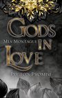 "Gods in Love: Pluto's Promise" in goldener Schrift, verziert mit floralen, gold-schwarzen Ornamenten auf grauem Hintergrund.