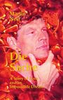 Text: "Martin Nest", "Die Sache", "A Story of Love and an Impossible Dream". Kopf in Denkerpose vor feurigem Hintergrund.