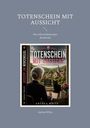 "Totenschein mit Aussicht. Ein schwarzhumoriger Kurzkrimi. Anthea White. Frau am Fenster mit Katze und Notizbuch."