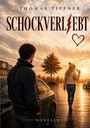„Thomas Tippner: Schockverliebt. Novelle.“ Ein Mann steht neben einem Auto, schaut einer Frau hinterher, die eine Tasse hält.