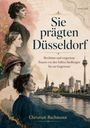 „Sie prägten Düsseldorf: Berühmte und vergessene Frauen“. Illustration von Frauenporträts vor Düsseldorfer Skyline.