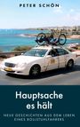 "PETER SCHÖN", "Hauptsache es hält", "Neue Geschichten aus dem Leben eines Rollstuhlfahrers". Taxi mit Fahrrad am Meer.