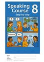 „Speaking Course 8 Step-by-step.“ Vier Kinder unterhalten sich. Szenenwechsel mit Fragezeichen, Ausrufezeichen, "Good idea! But...", und „vs.“
