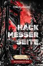Titel: "Hackmesser Seite". Autor: Tom Glasauer. Illustration einer Guillotine vor rotem Hintergrund.