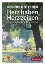 "REINHOLD STECHER Herz haben Herz zeigen Für eine Kultur der Hilfsbereitschaft." Illustration: Kinder spielen, Erwachsene auf Bänken.