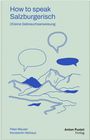 "How to speak Salzburgerisch. (K)eine Gebrauchsanweisung." Illustration mit Bergen und Sprechblasen auf hellgrünem Hintergrund.