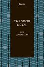 „THEODOR HERZL DER JUDENSTAAT“ steht zentriert auf braunem Hintergrund, umgeben von blauem Muster. Oben „Czernin“.