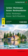 : Serbien - Montenegro - Kosovo - Nordmazedonien, Straßenkarte 1:500.000, freytag & berndt, KRT