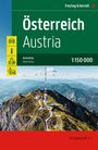 „Österreich Austria, Autoatlas, 1:150 000“. Illustration eines Berges mit Sender auf einem grünen Hügel.