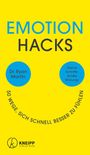 Text: "EMOTION HACKS", "Dr. Ryan Martin", "Kleine Schritte, Große Wirkung!", "50 Wege, sich schnell besser zu fühlen". Gelber Hintergrund.