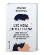 „Ingrid Brodnig: Die neue Intelligenz. Wie wir in Zeiten der KI den Durchblick bewahren.“ Pixelartige Illustration von Köpfen.