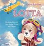„Lotta“, „Die kleine Bärin mit dem großen Traum vom Fliegen“. Illustration: Ein Bär mit Fliegerbrille, gelbes Flugzeug.
